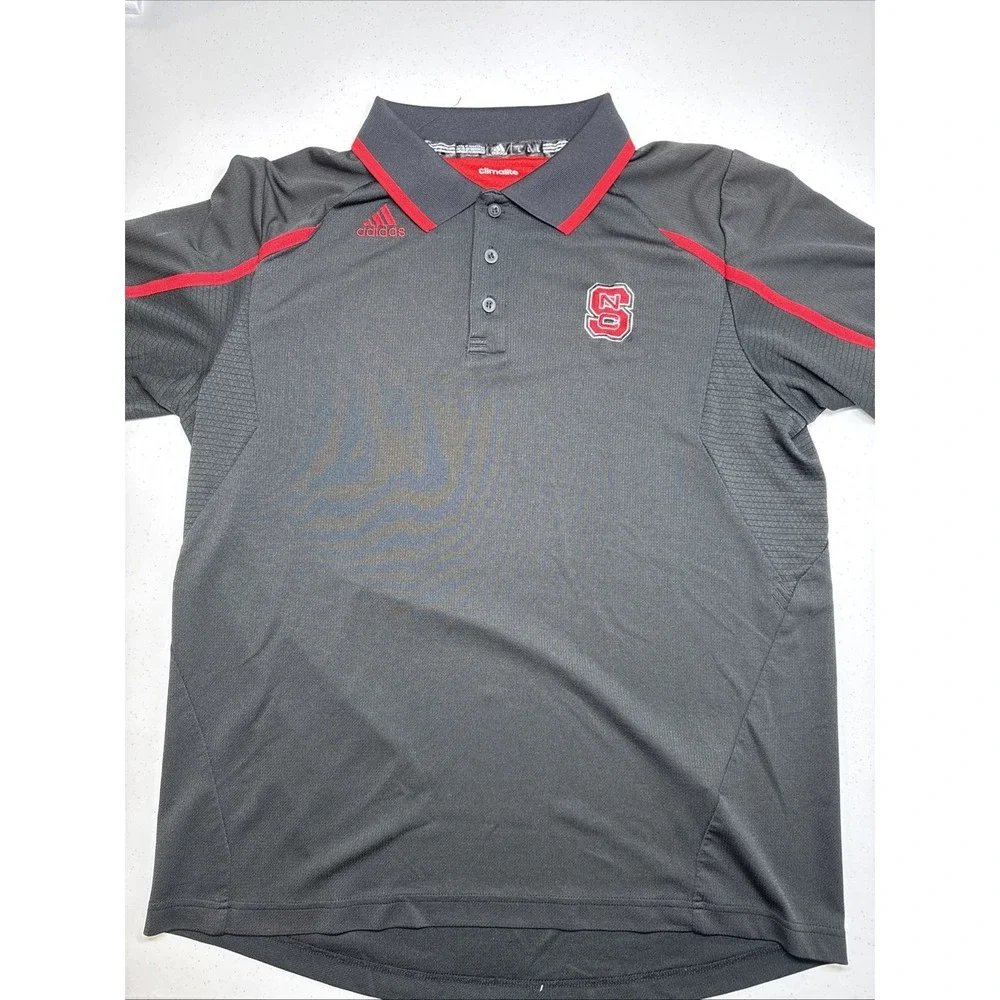 N.C. State Adidas Climalite Black Golf Polo Shirt, golf, L(tag) fits like Med